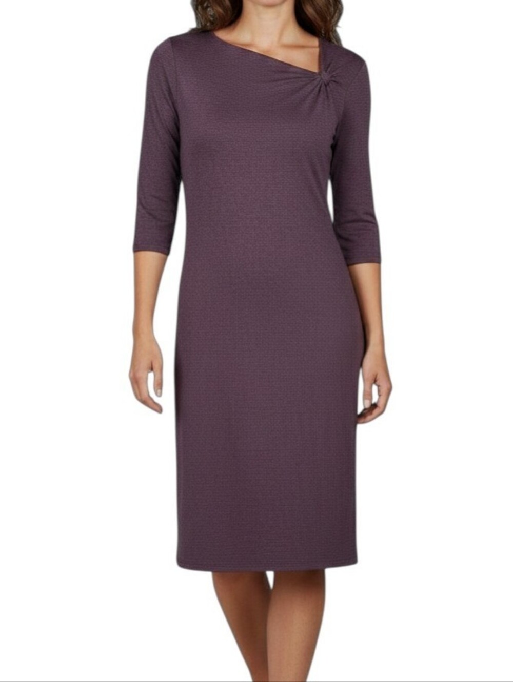David Meister Asymmetrical Lavender Gray V-Neck Knit Dress 4
